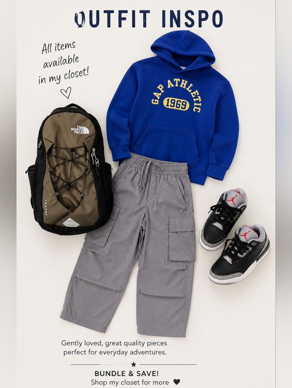 GAP Boys Pants & Sweater Bundle Outfit Inspo Northface Backpack School Style